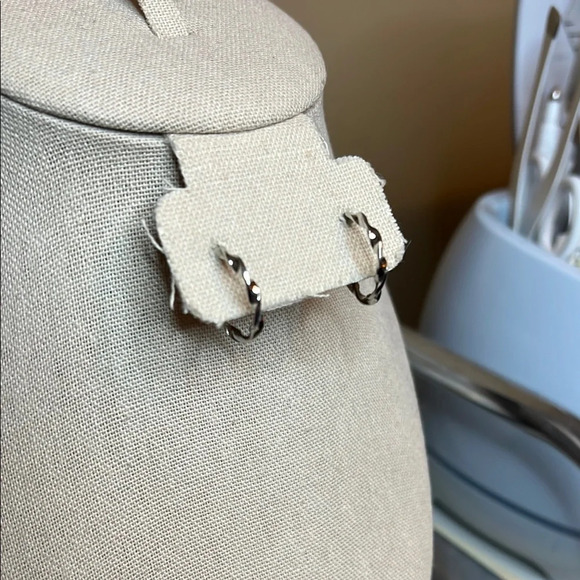 Silver Tone Small Hoop Earrings | Classic Everyday Hoops | Minimalist Jewelry - Picture 4 of 4